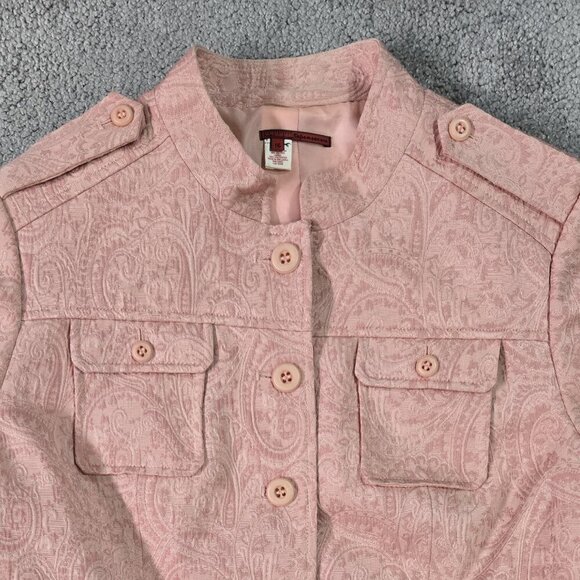 Tapemeasure Anthropologie Pink Paisley Brocade Button-Up Military Jacket - Picture 4 of 10